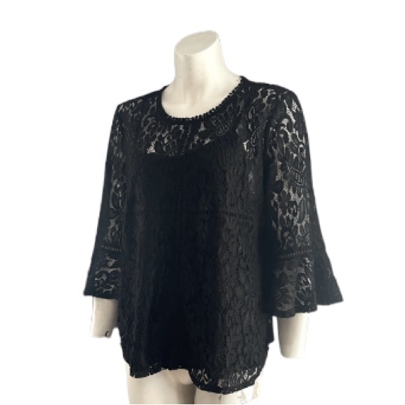 LIZ CLAIBORNE Black Lace Top Blouse!!! - Picture 2 of 4